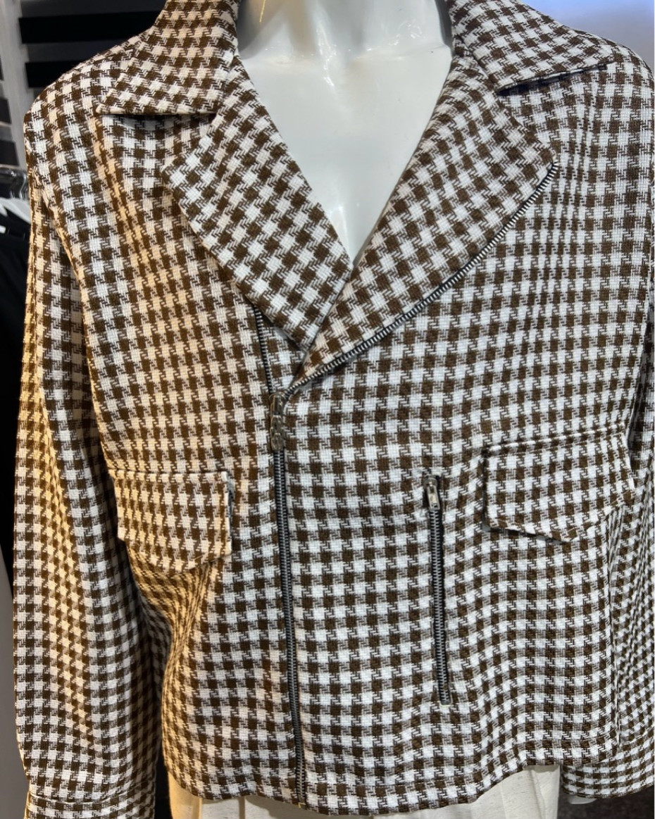 Brown TWEED Zip Jacket set
