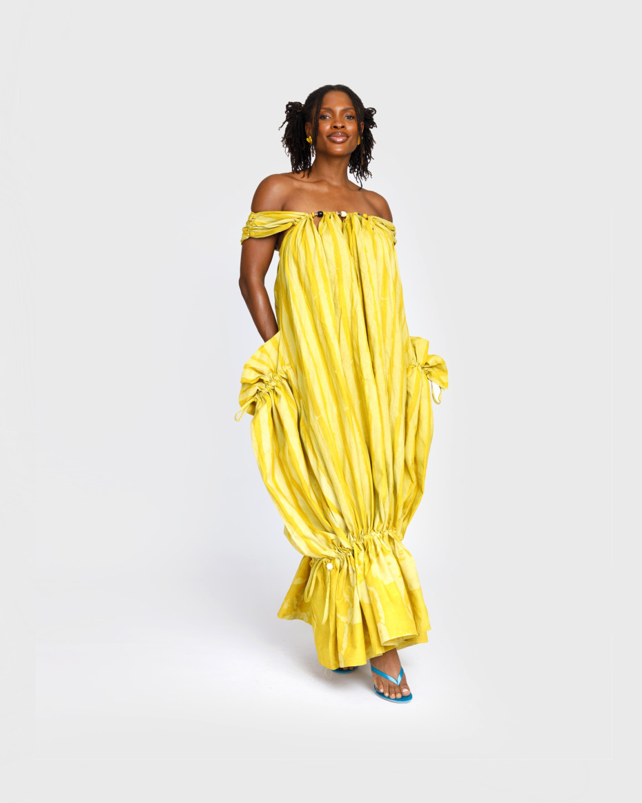 Yellow-Stripe Beaded Boubou, image 1