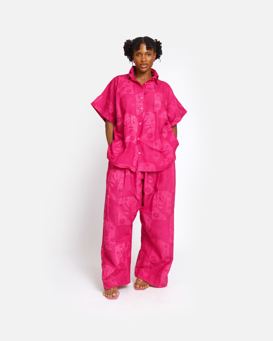Hot-Pink Clock-It Baggy Shirt & Pants Set, image 1