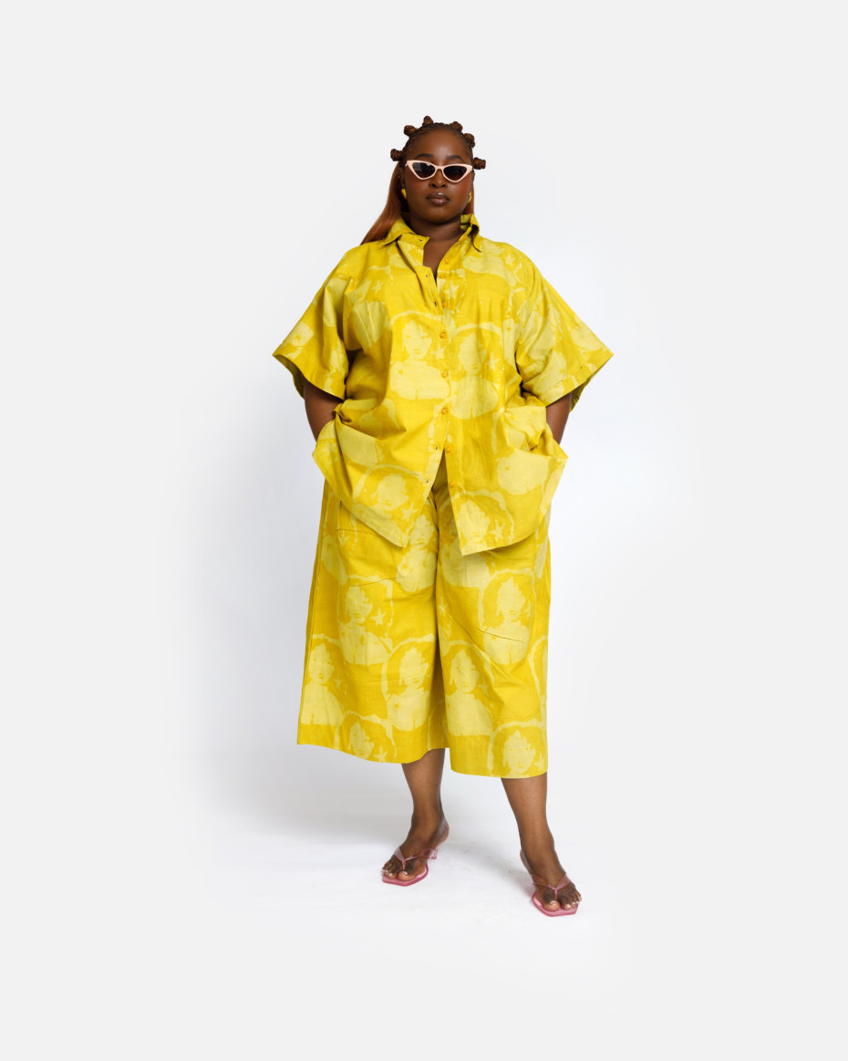 Mustard Babe Cropped-Pants Set
