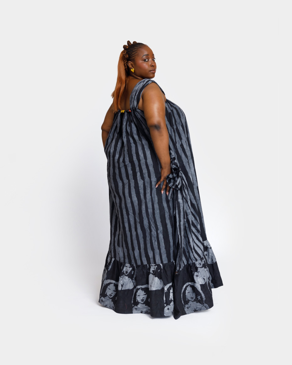 Grey-Stripe Beaded Boubou