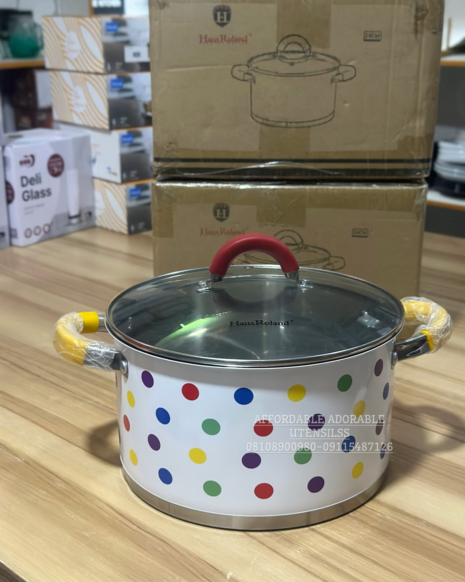 House Roland Pots Haus Roland Colorful Polka Dots Stainless Steel Cooking Stock Pot 24cm ...