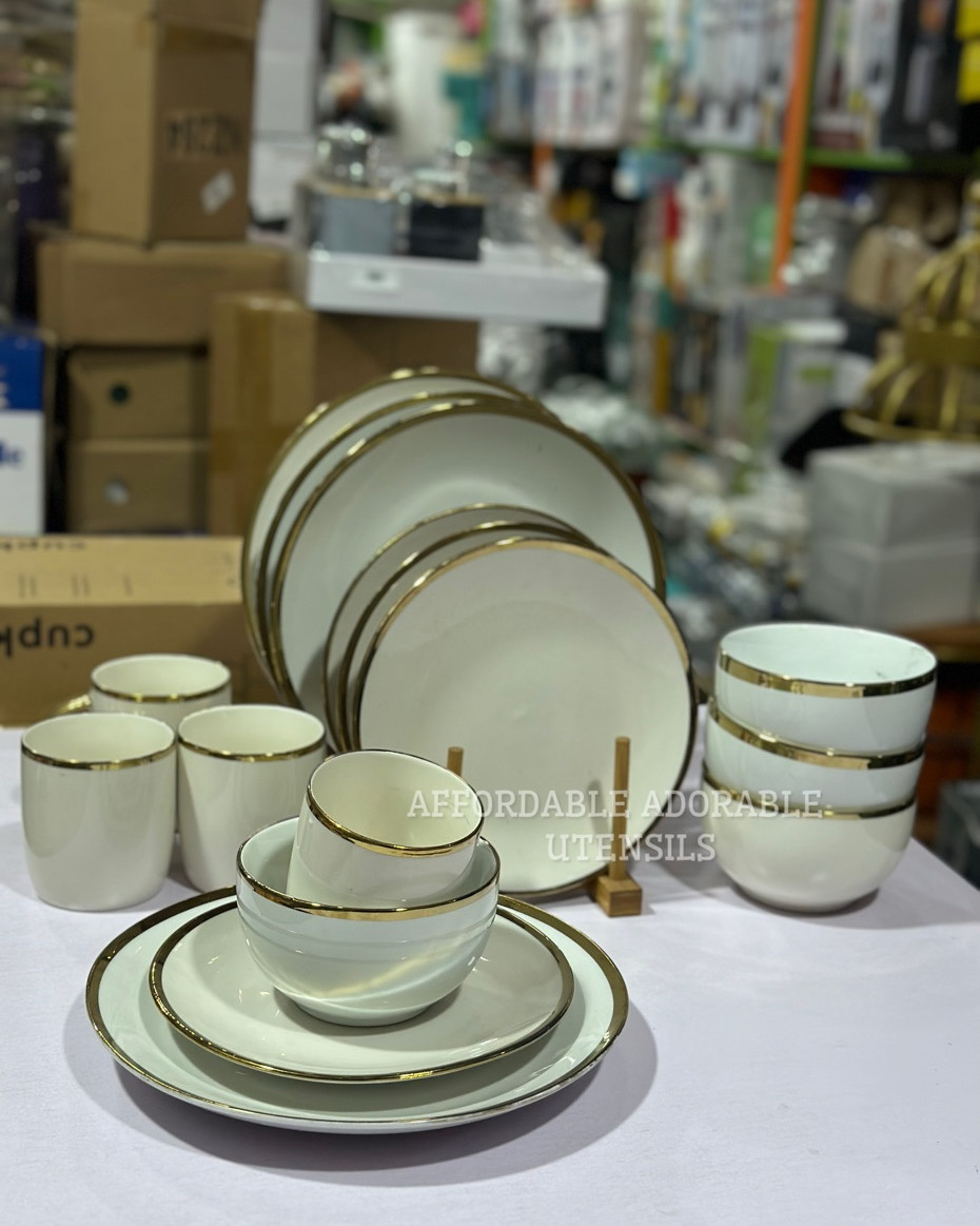 Dinner Plates Affordable Stoneware Dinnerware 16pcs White And Gold