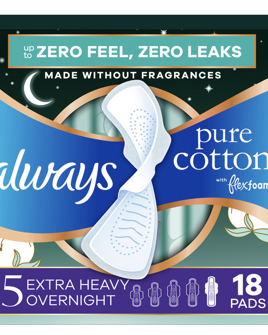 Always Pure Cotton Size 5 Extra Heavy Flow Overnight