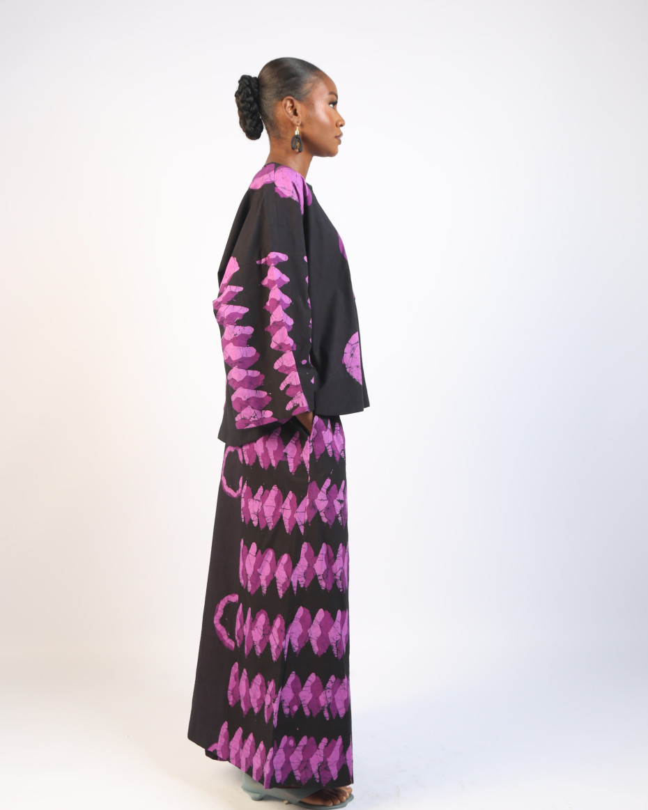 MAGENTA AND BLACK MULTIPRINT BUBA TOP