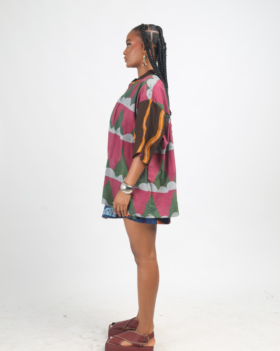PEACH, TEAL AND PURPLE MULTICOLOURED WIDE LEG SHORTS