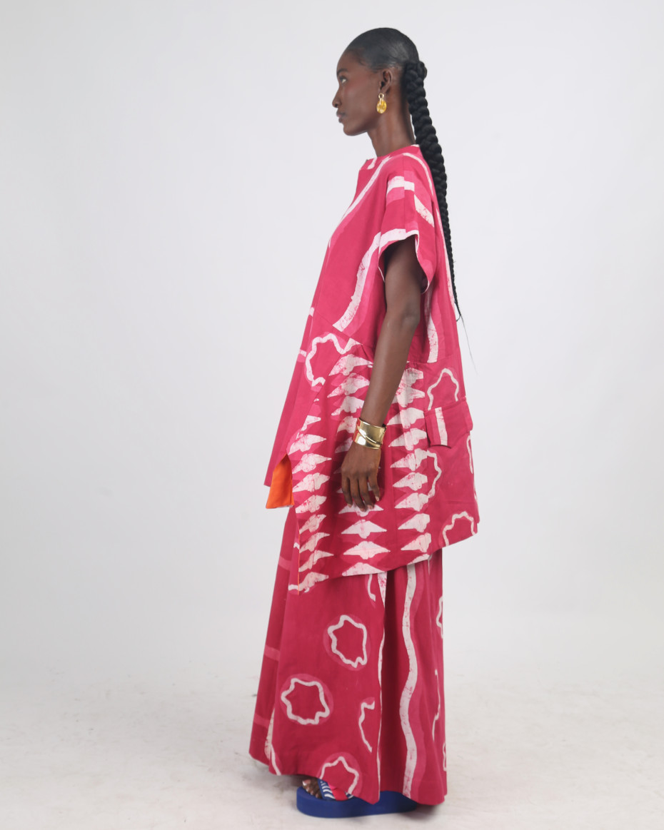 WHITE, PINK AND PINK MULTIPRINT STRIP CULOTTE