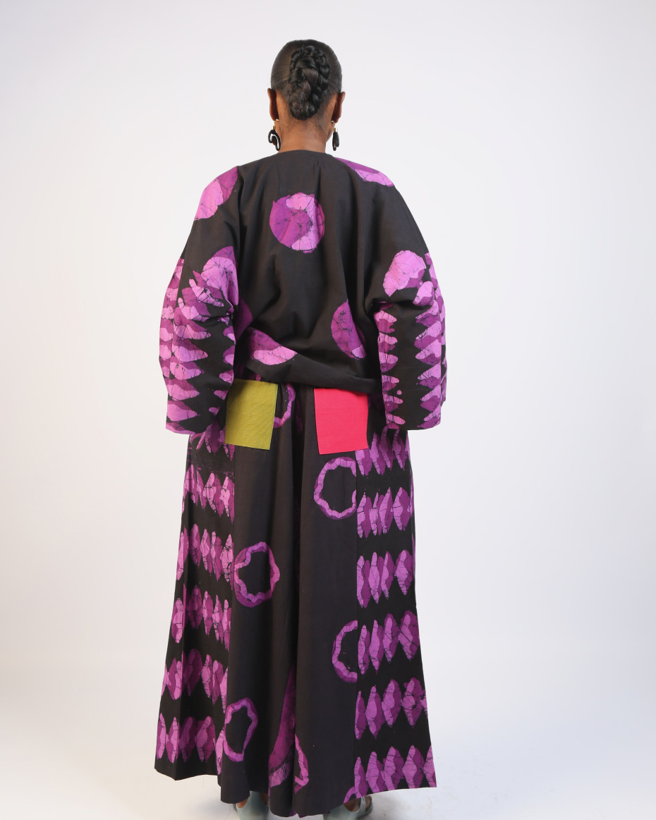 MAGENTA AND BLACK MULTIPRINT BUBA TOP