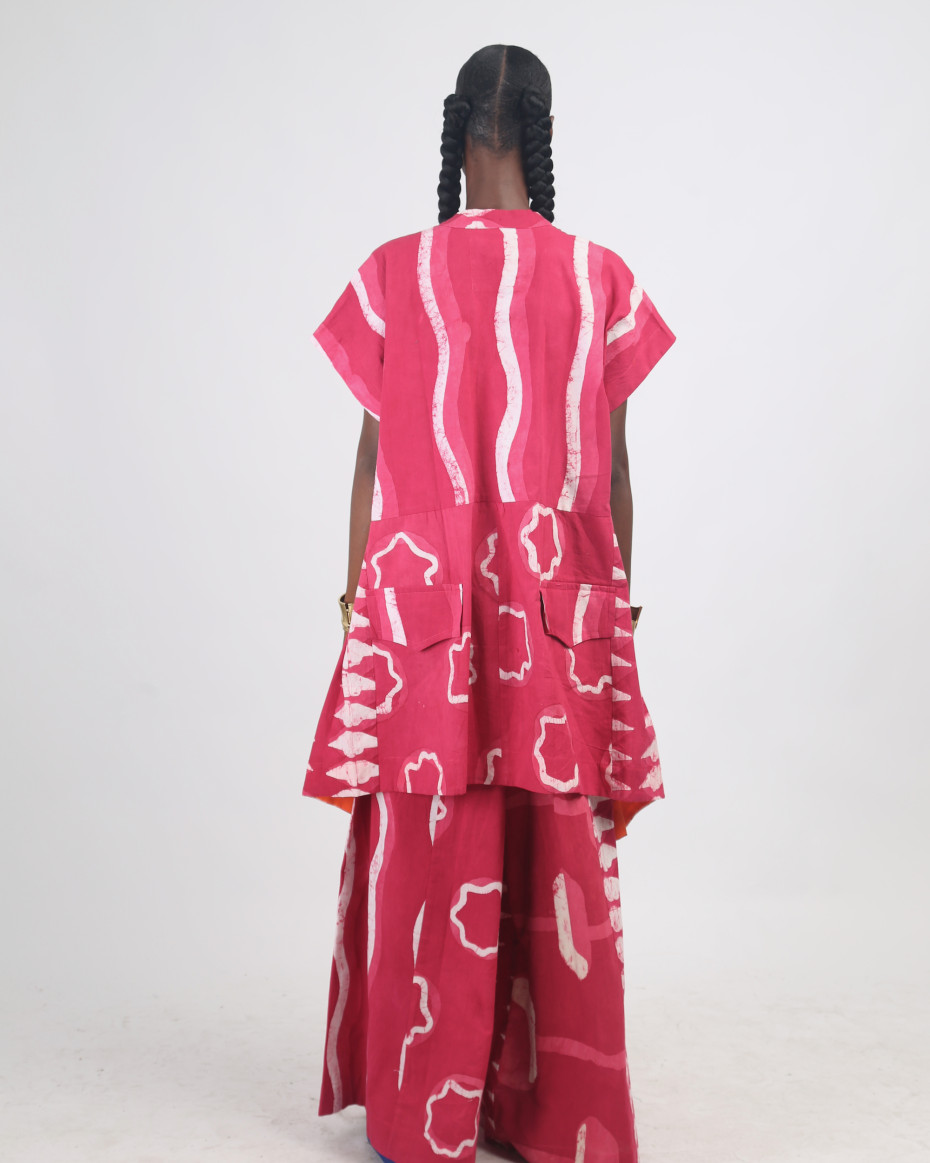 WHITE, PINK AND PINK MULTIPRINT STRIP CULOTTE