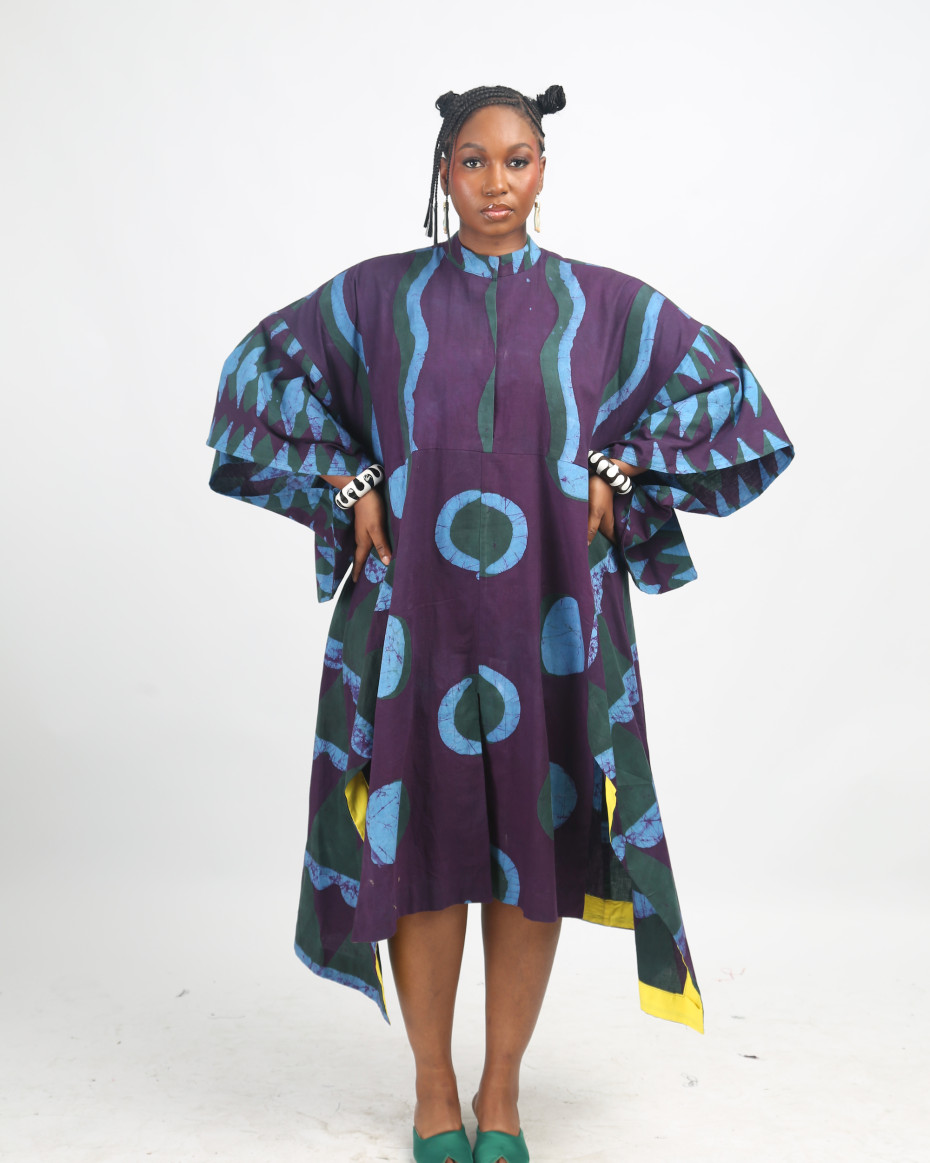 SEAGREEN, TEAL AND MAGENTA MULTIPRINT SHIRTDRESS