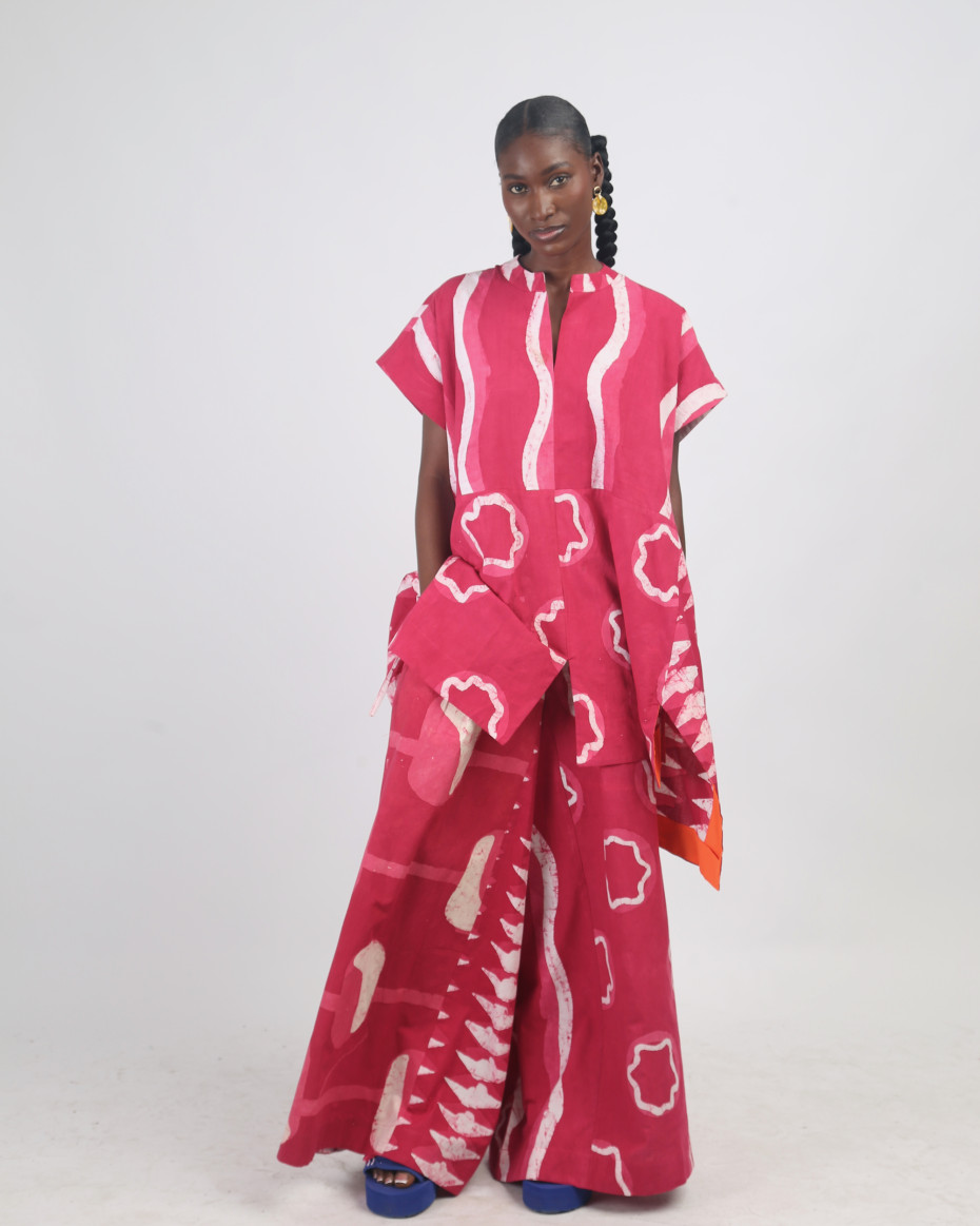 WHITE, PINK AND PINK MULTIPRINT STRIP CULOTTE