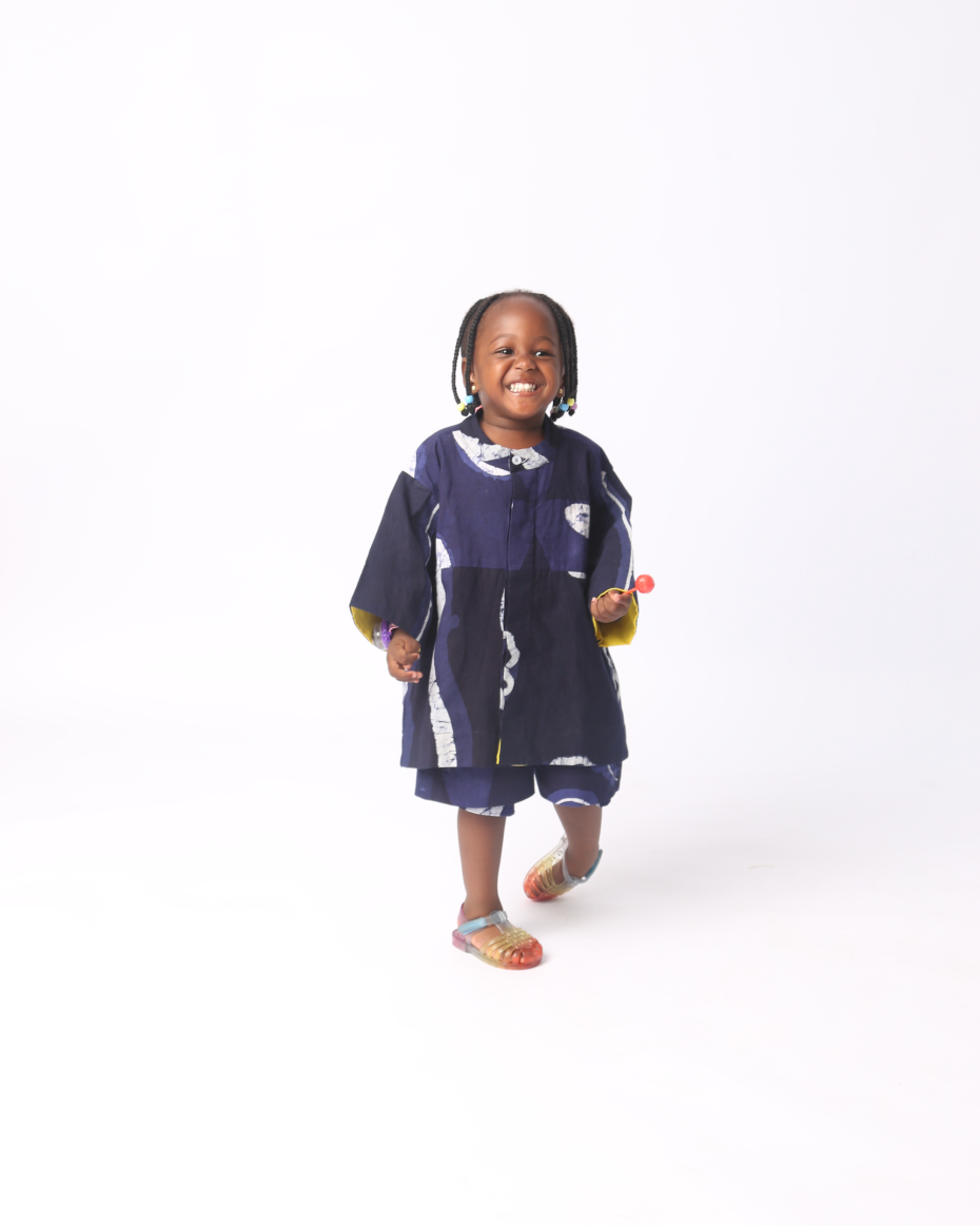 KIDS WHITE AND NAVY BLUE MULTIPRINT SHIRT