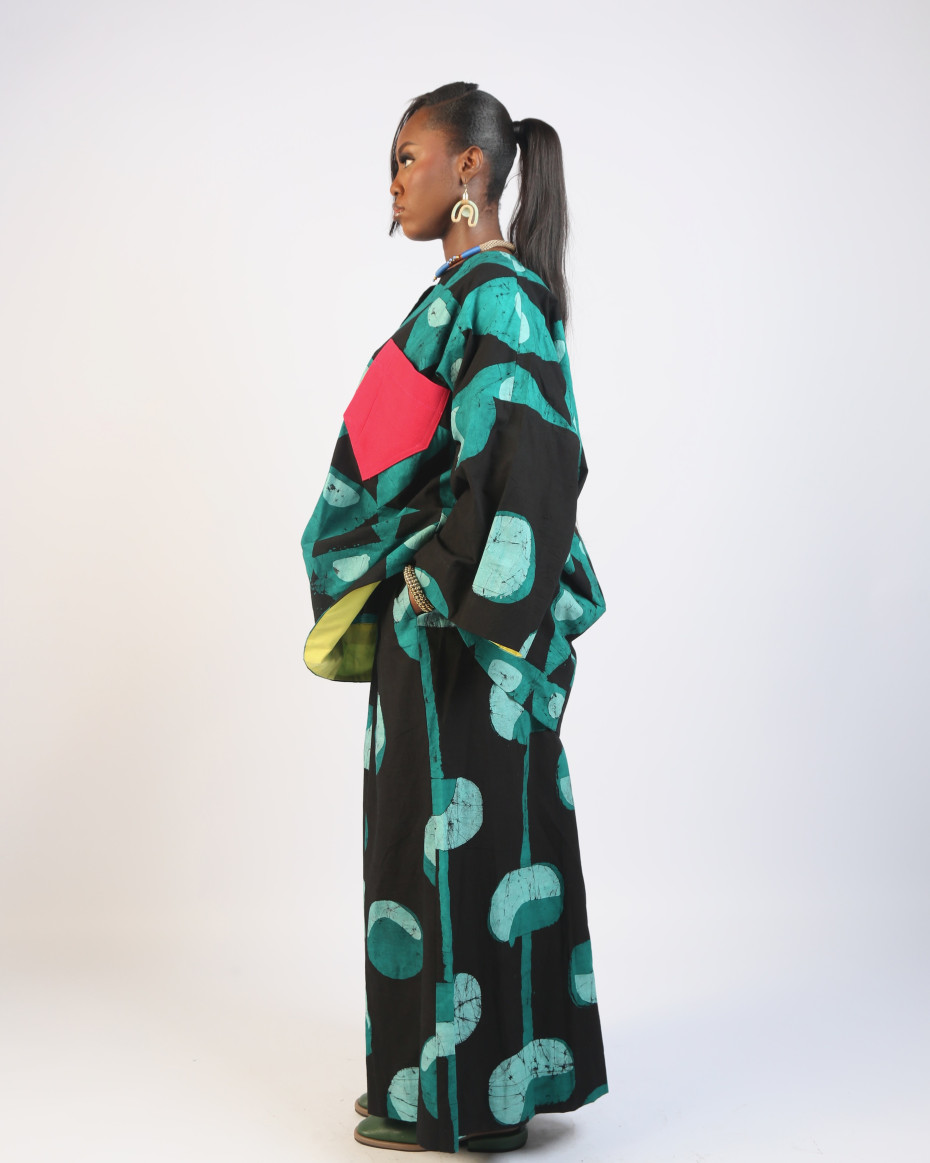 GREEN AND BLACK MULTIPRINT BUBA CULOTTES