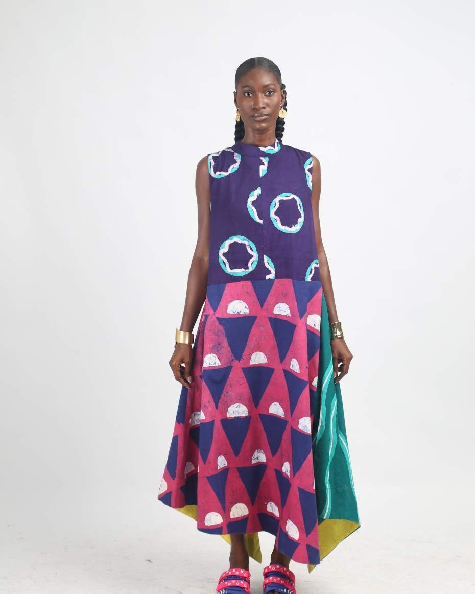WHITE, PINK AND TEAL MULTICOLOURED MIDI IRO DRESS