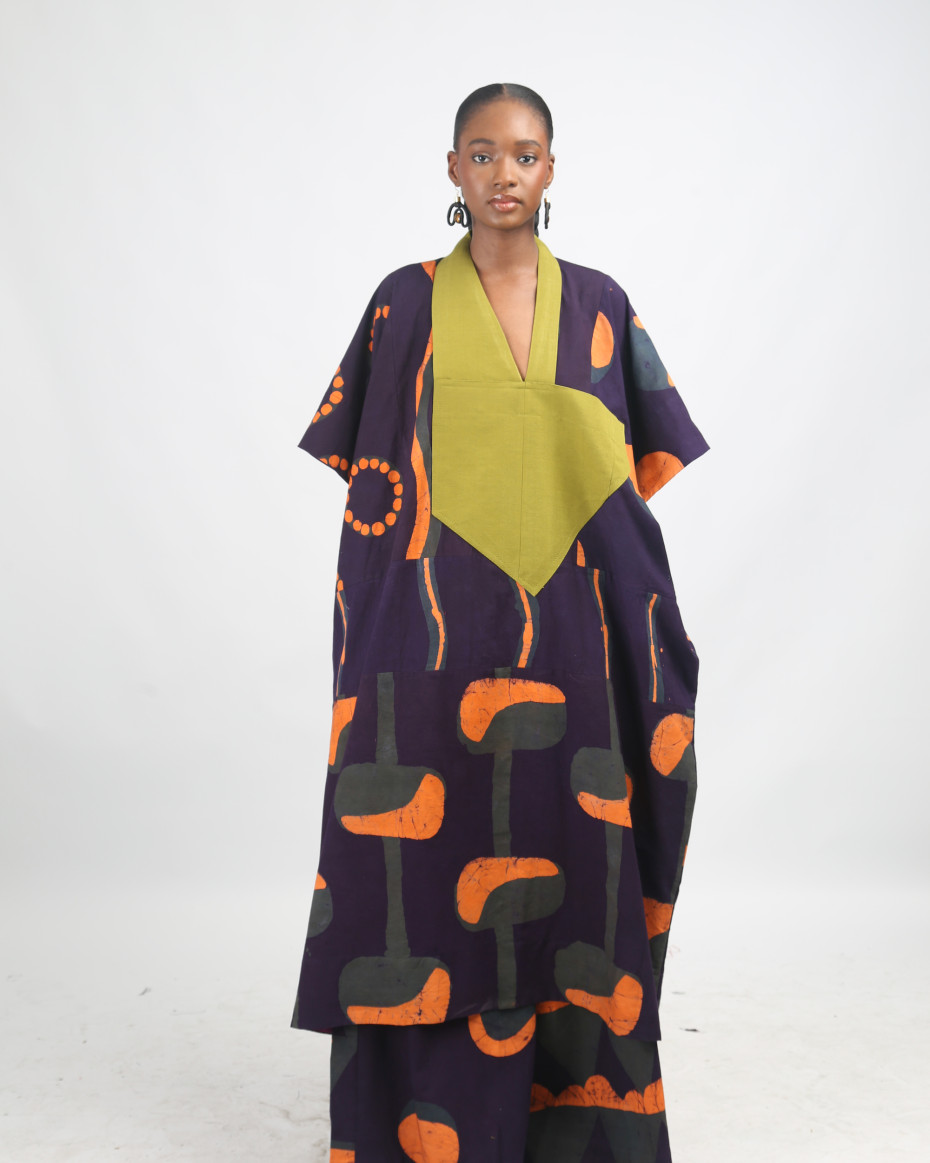 PEACH, TEAL AND PURPLE MULTIPRINT BUBA CULOTTES