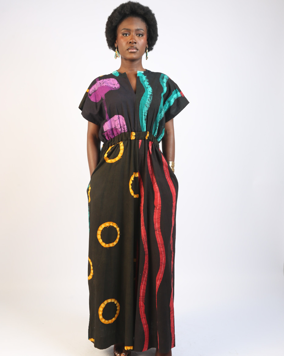 MAGENTA AND OLIVE MULTICOLOURED BUBA JUMPSUIT