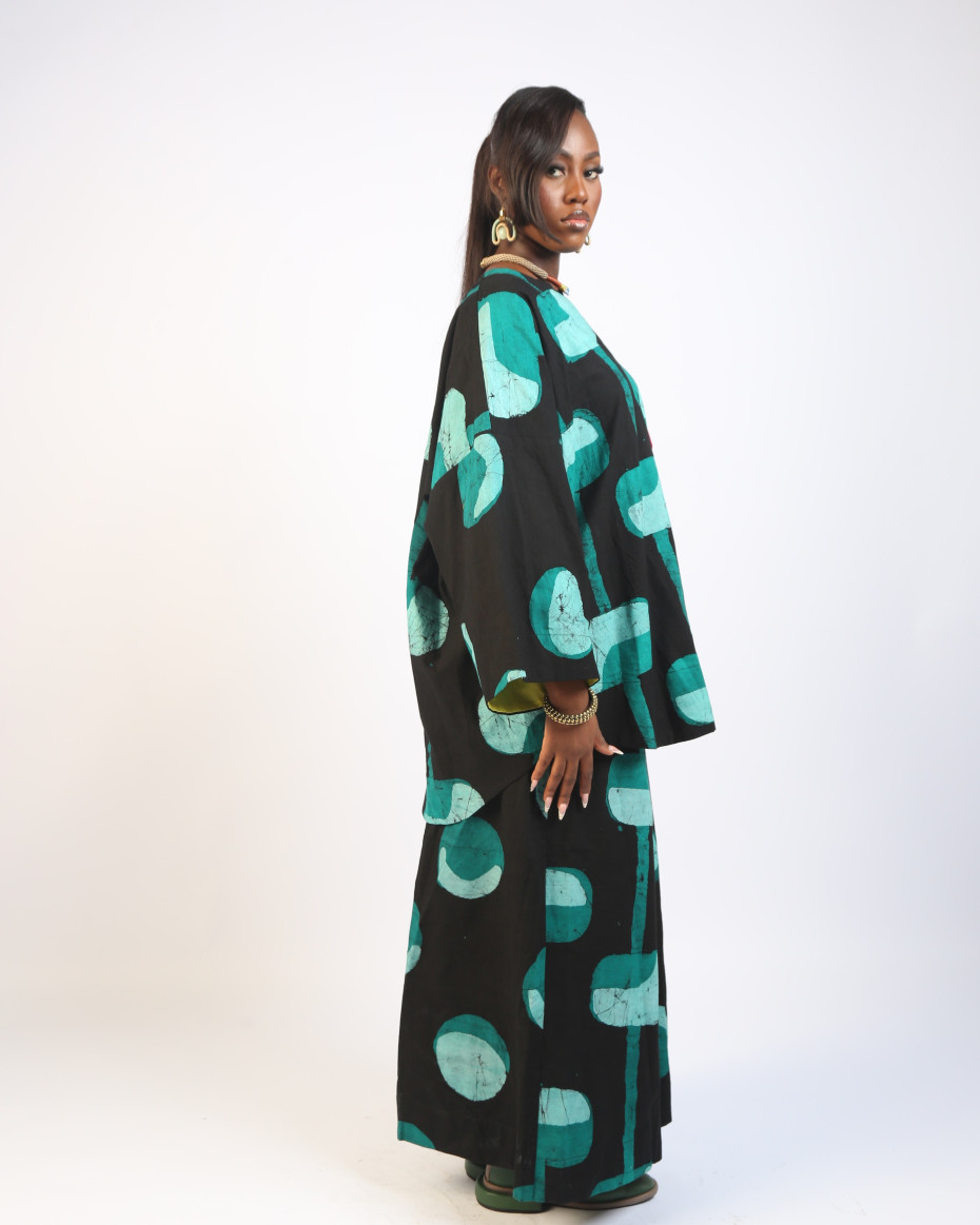 GREEN AND BLACK MULTIPRINT BUBA CULOTTES