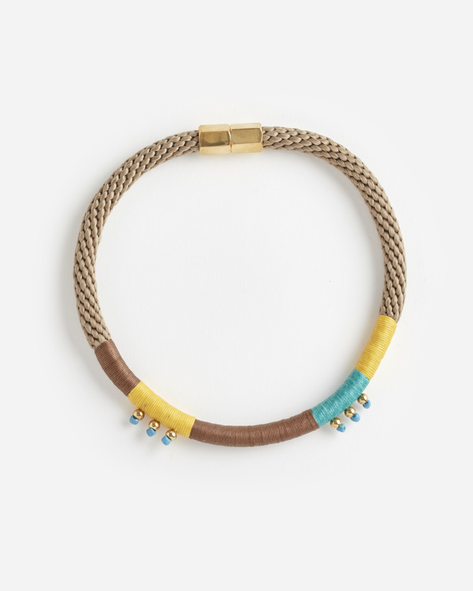 HIBISCUS NECKLACE BEIGE BROWN YELLOW