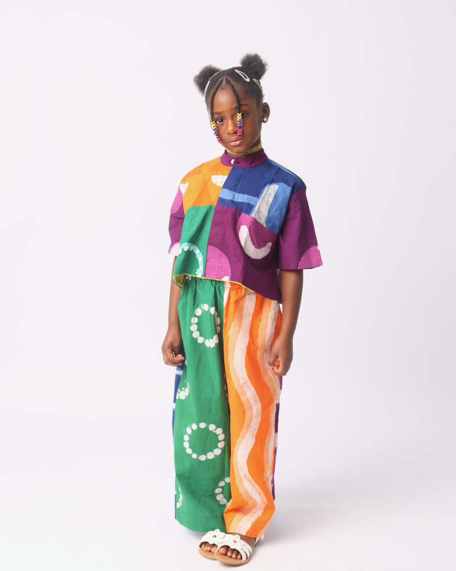KIDS BRIGHT MULTICOLOURED CROP SHIRT