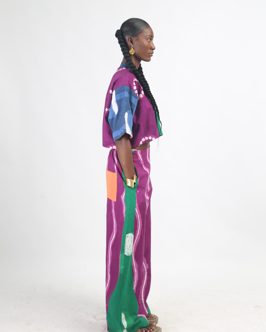 BRIGHT MULTICOLOURED CROP SHIRT