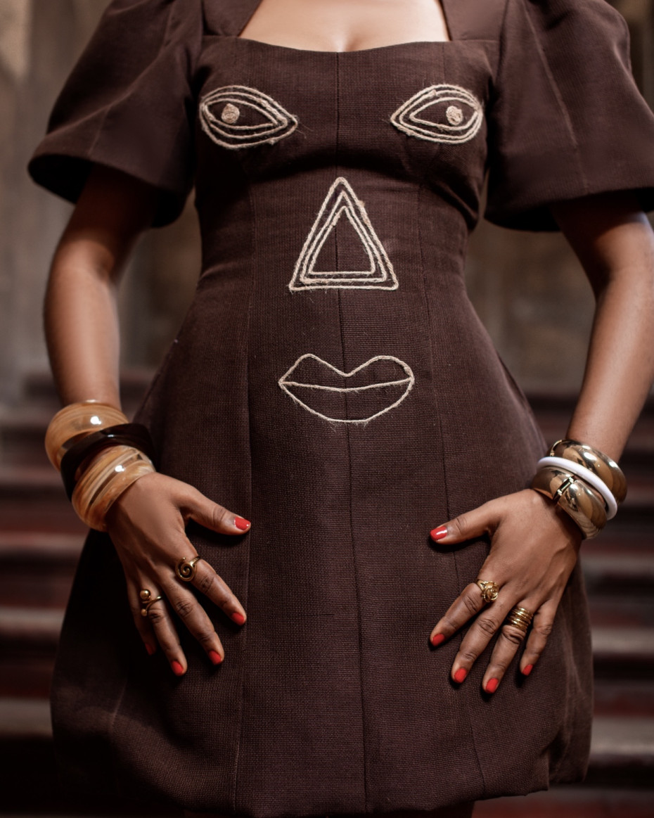Oodua Dress In Brown