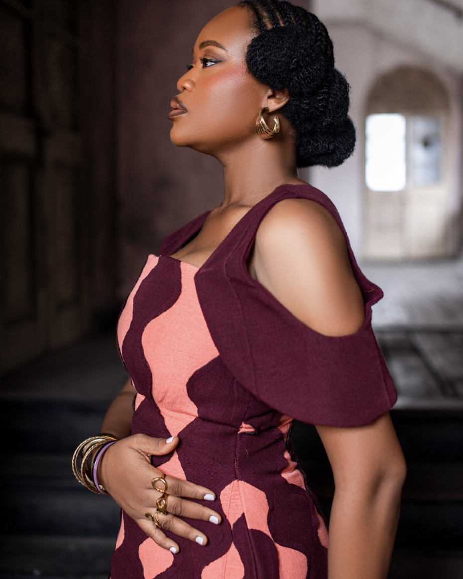 Oni Dress In Burgundy