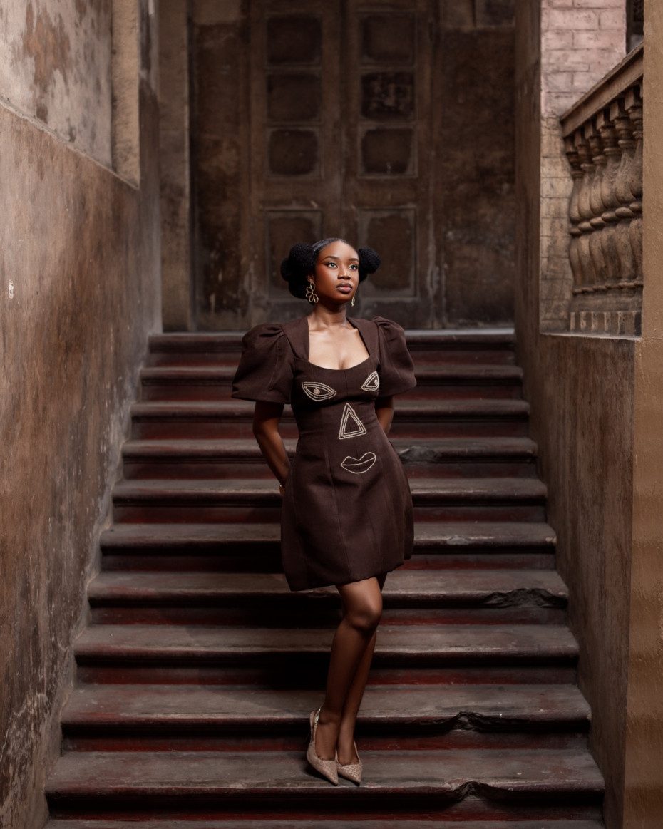 Oodua Dress In Brown