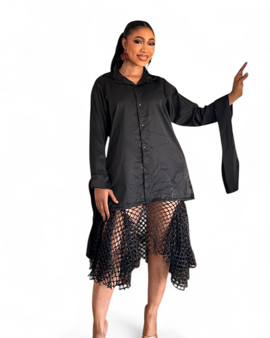T5S Black Olanna Silk Shirt