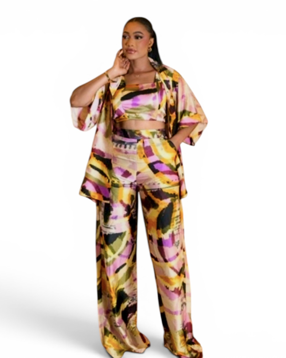 T5S Aduke 3 Piece Print Pants Set
