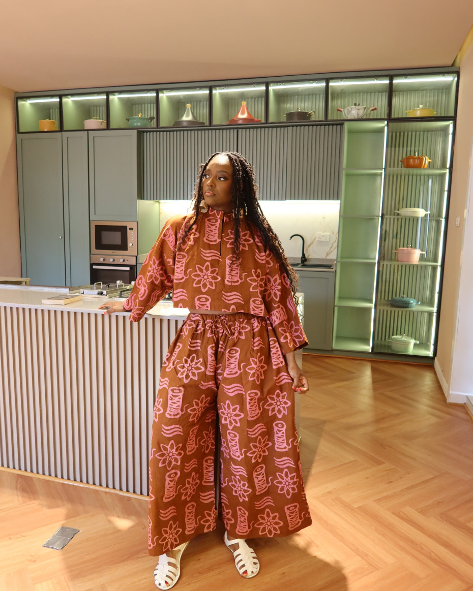 Brown Flower Wide Legged Pant Set