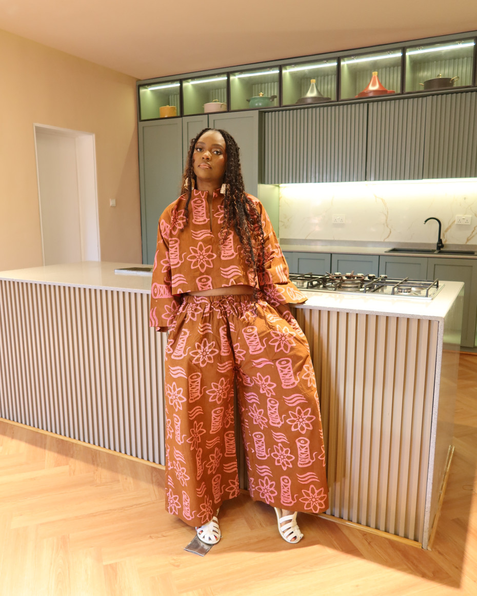 Brown Flower Wide Legged Pant Set