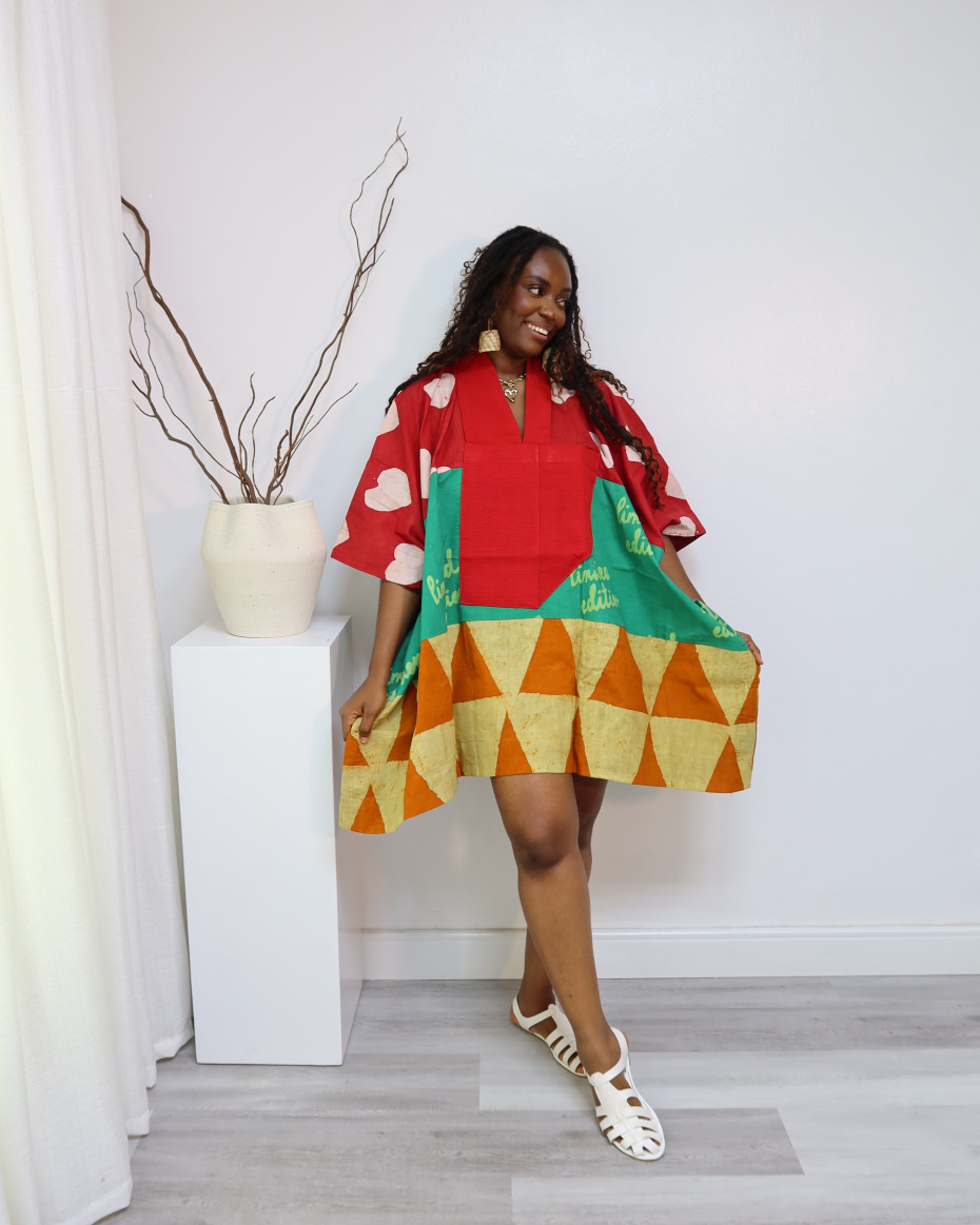 Multicolored Agbada Short Dress