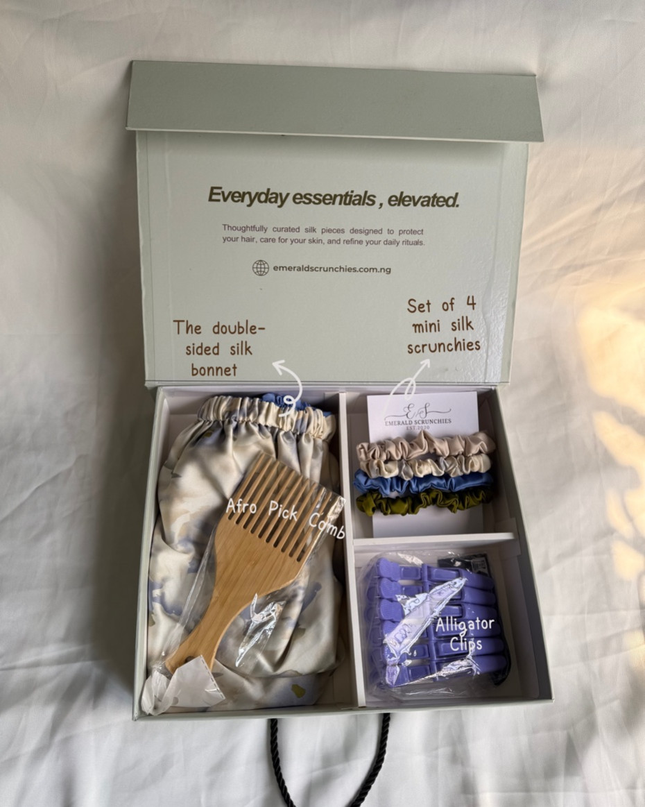 Beginner Compartment Gift Box | emerald.scrunchies. Luxury silk items ...
