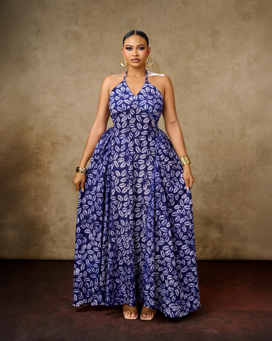 Adeola Halter neck dress(Blue)