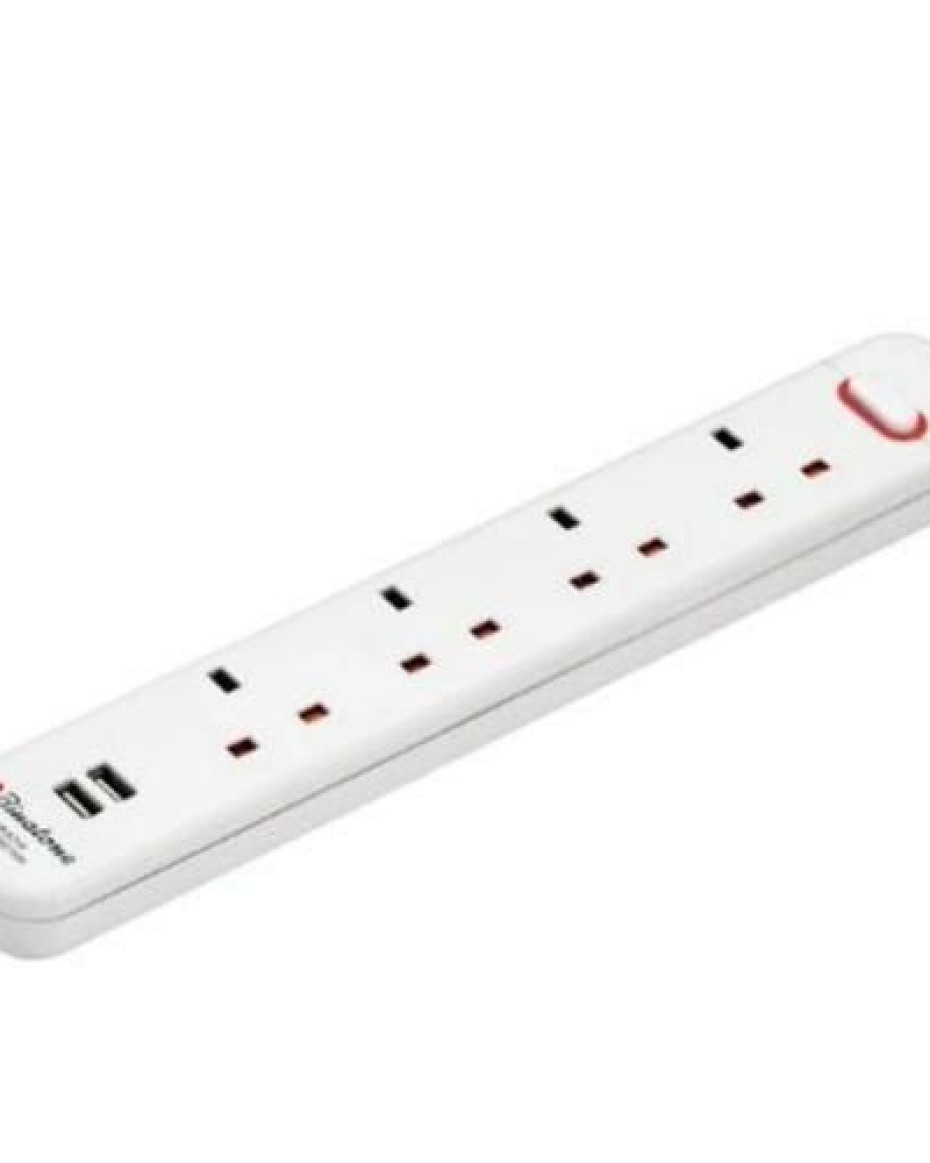 Binatone 4 Sockets Extension Box With 2 USB Ports
