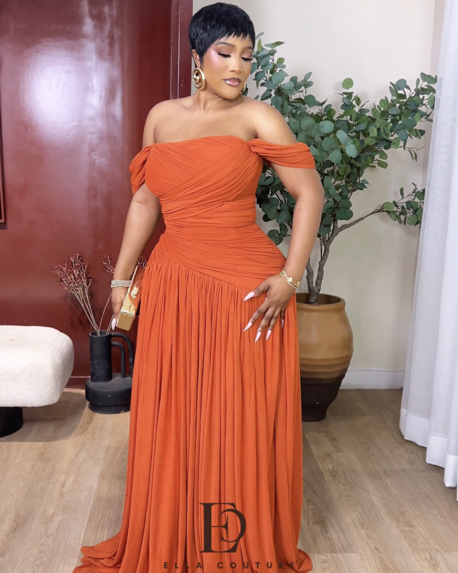 Wendy Draped Corset Dress - Burnt Orange