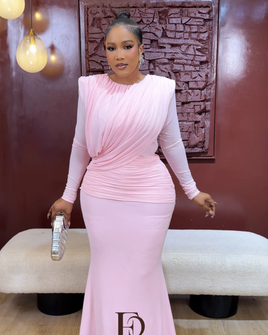 Kayla Ruched Maxi Dress - Baby Pink