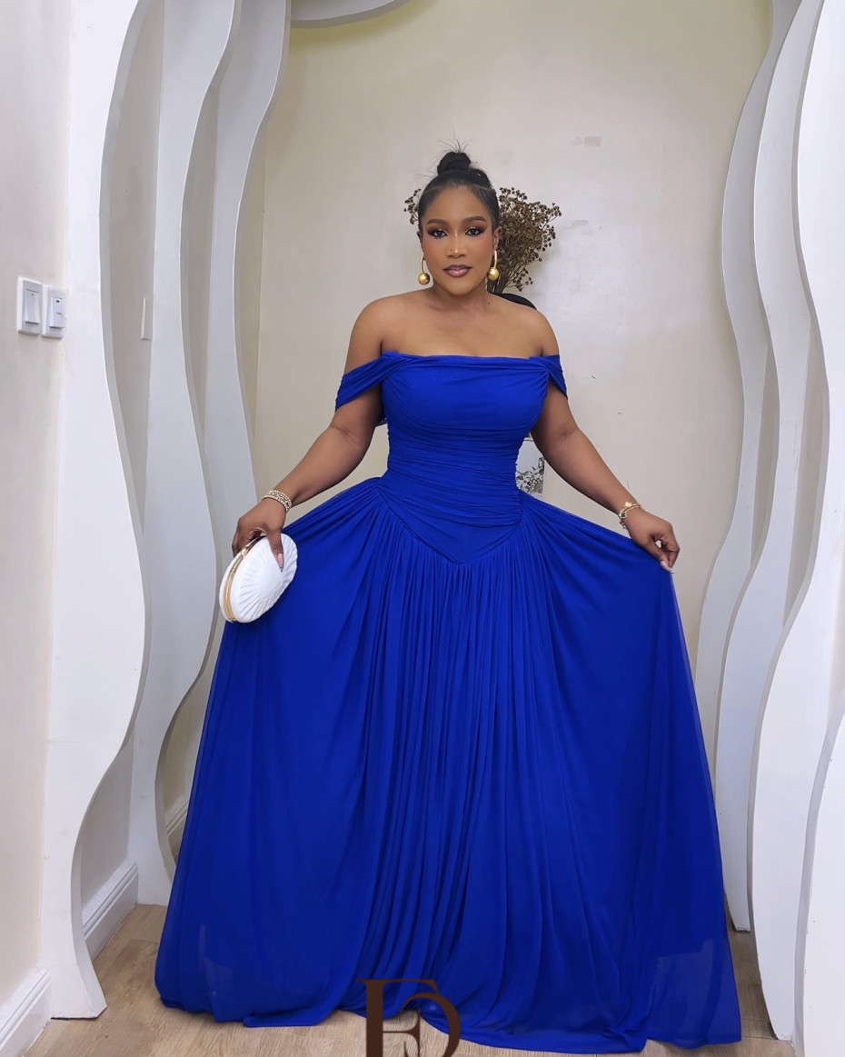 Jenny Off Shoulder Corset Dress - Royal Blue