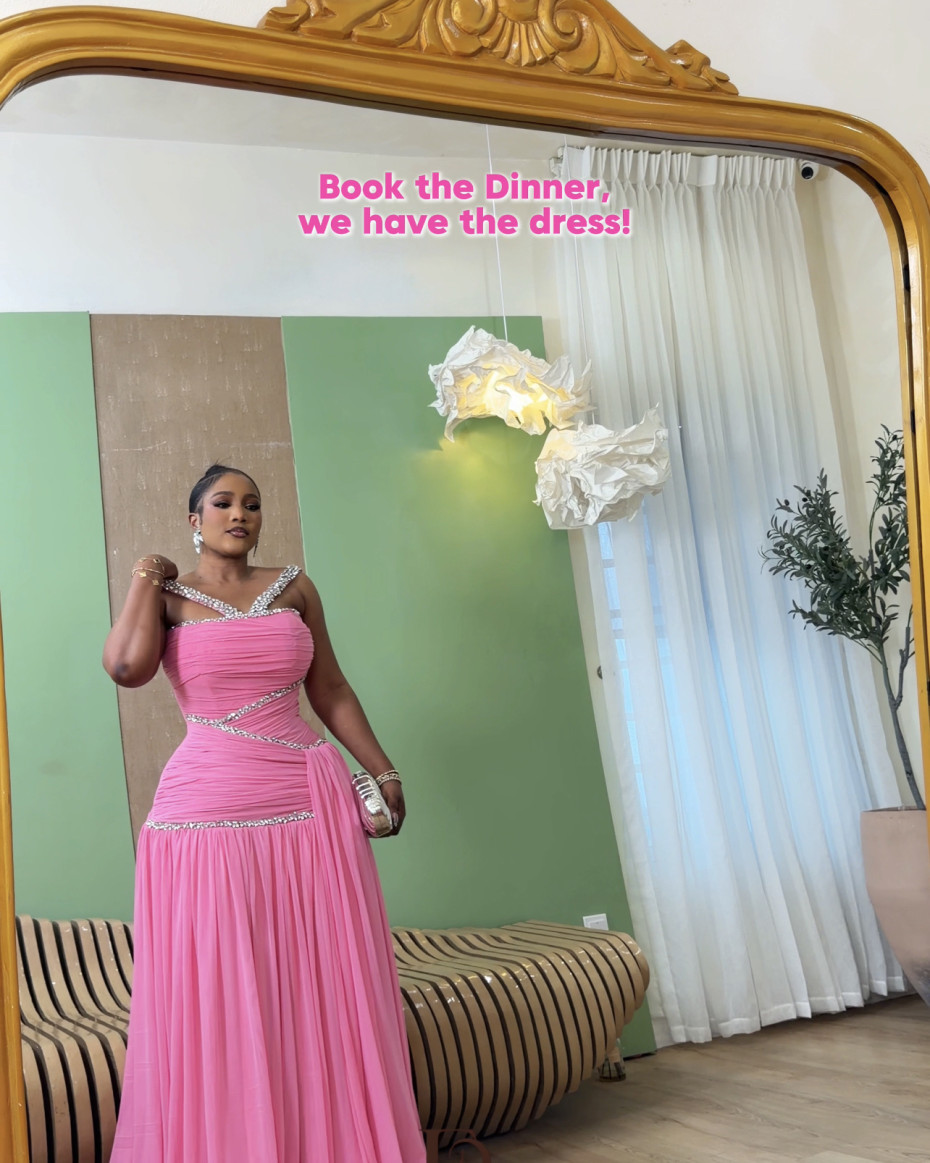 Barbie Embellished Draped Corset Dress - Pink