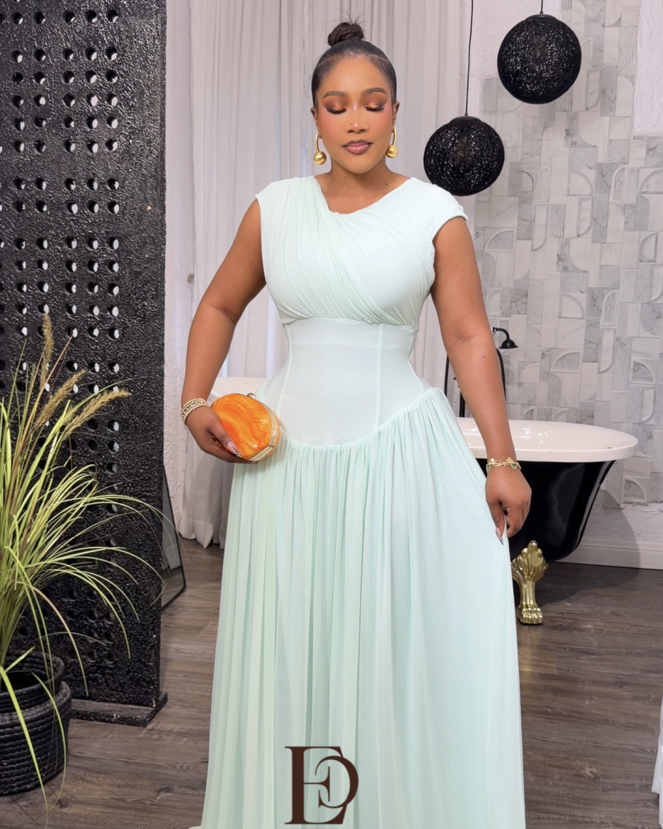 Giselle Draped Maxi Dress - Mint Green