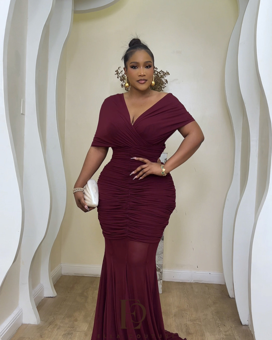 Hannah Off Shoulder Maxi Dress - Burgundy