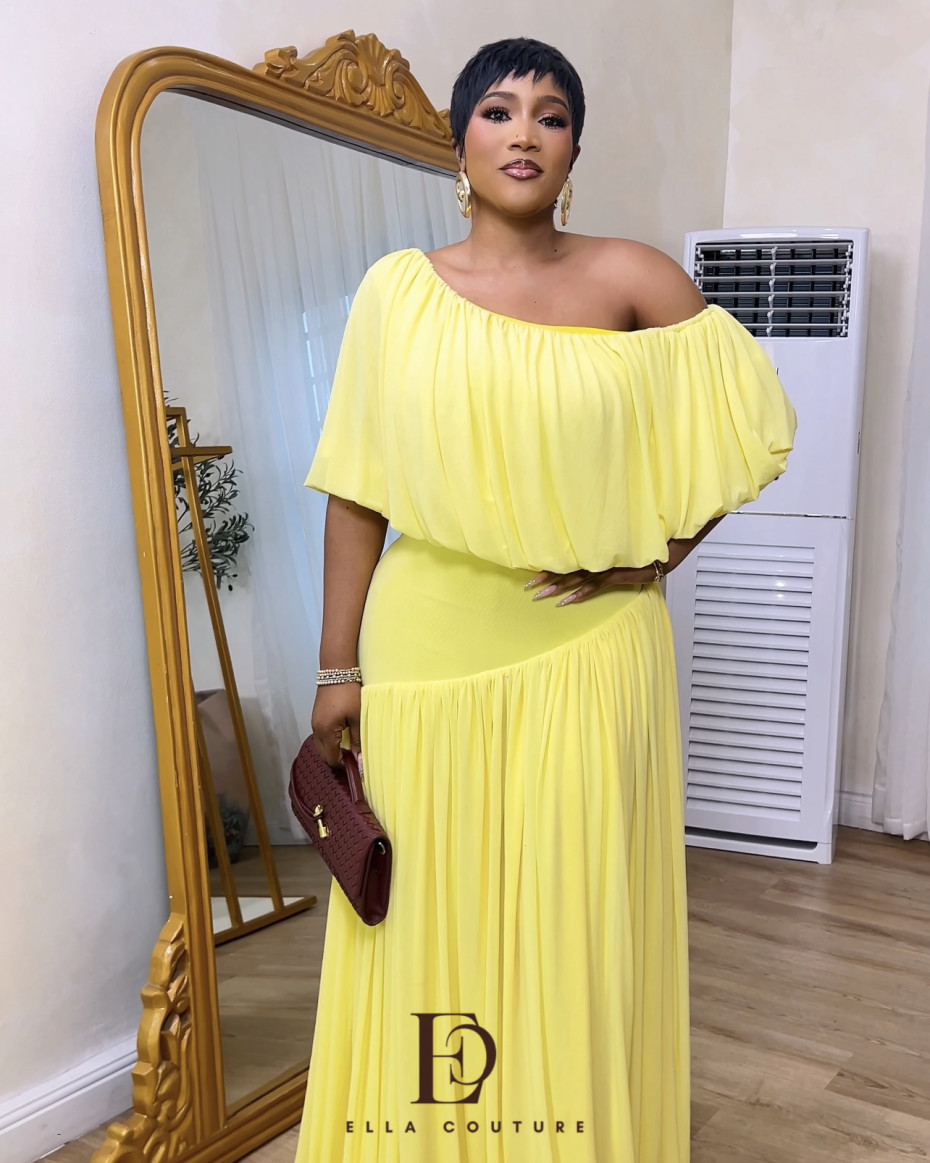 Lola Off Shoulder Pleated Maxi Dress - Yellow