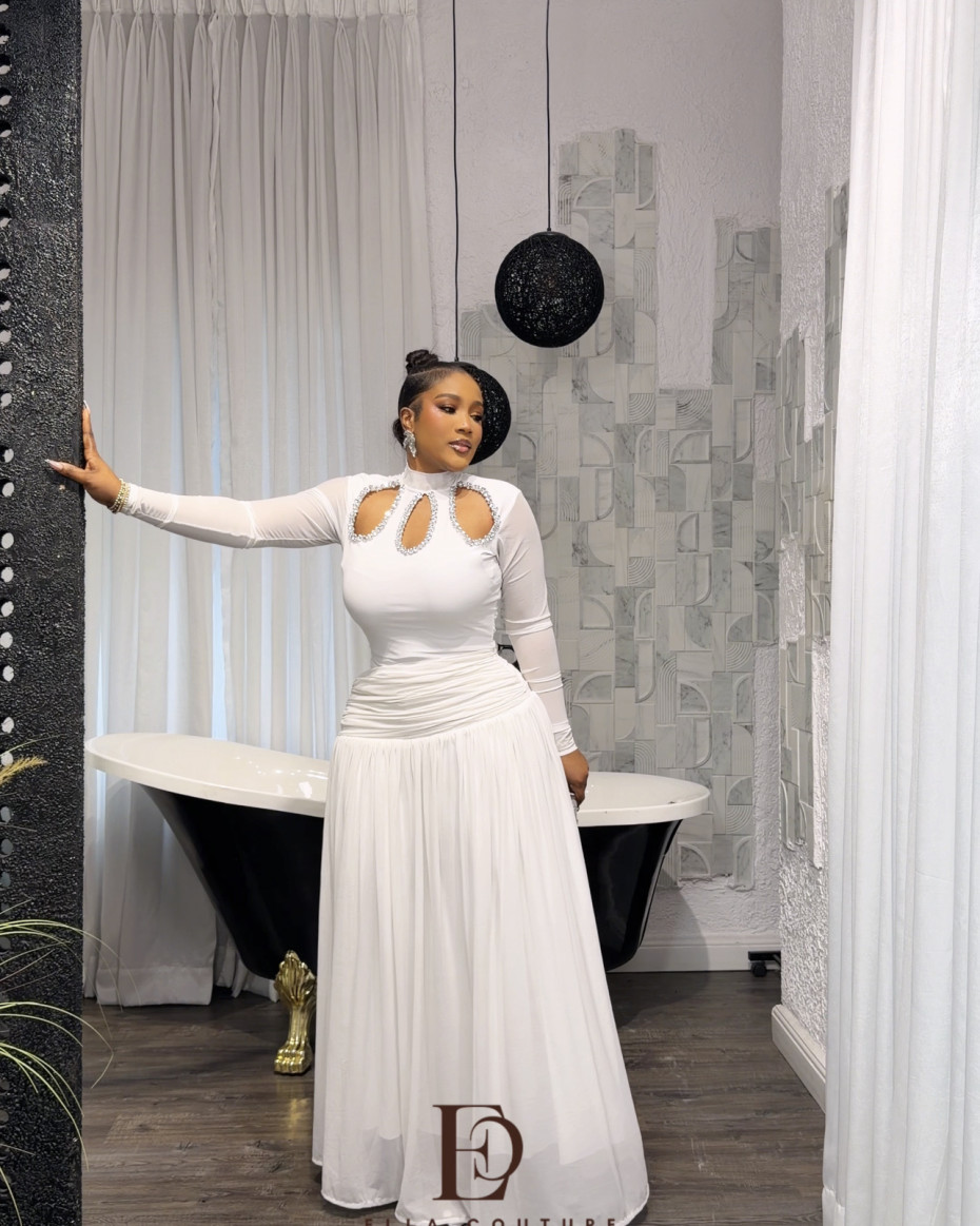 Emilia Embellished Maxi Dress - White