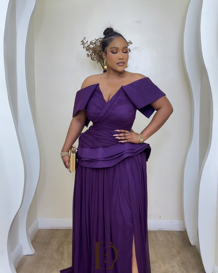 Millie Peplum Draped Corset Dress - Purple
