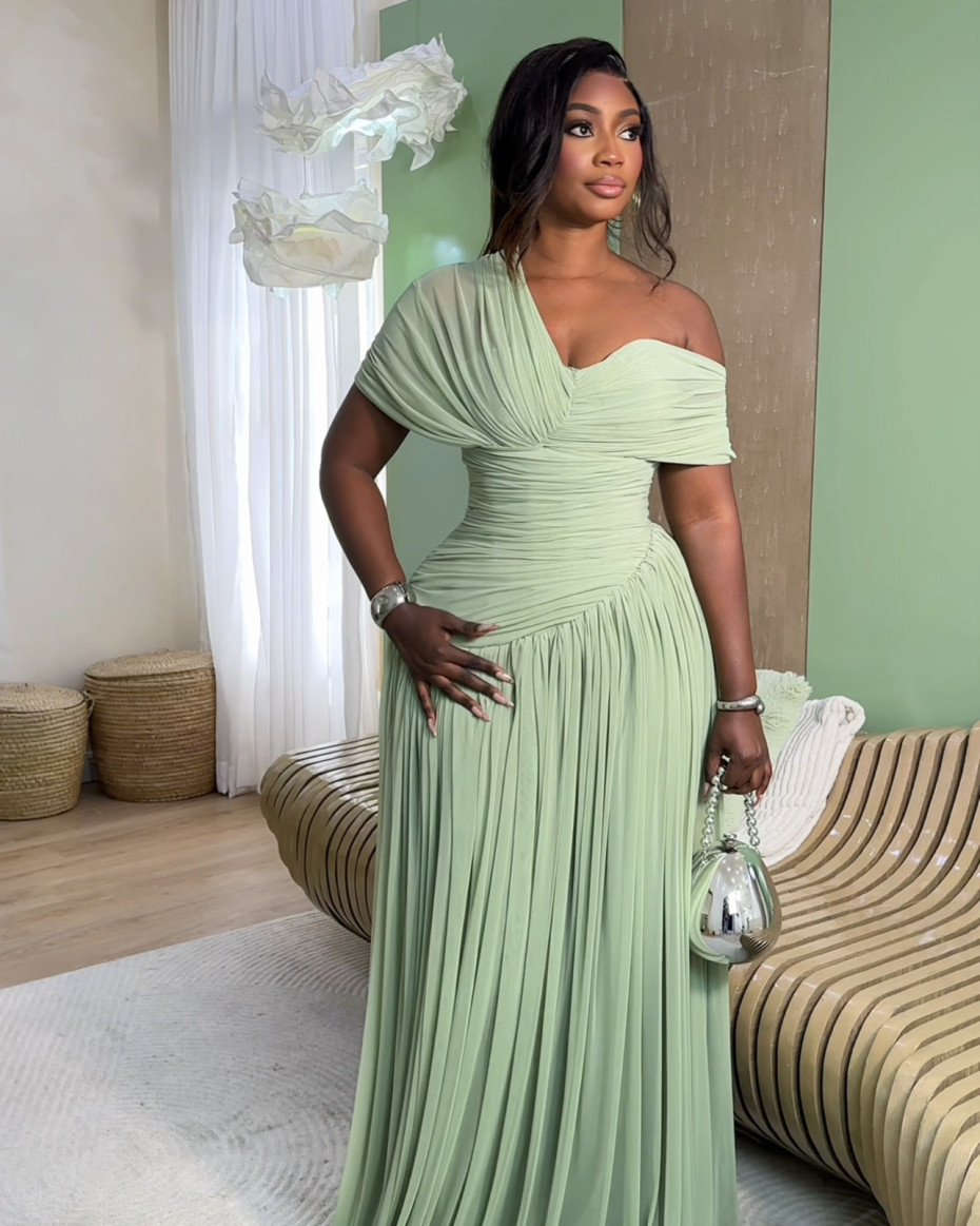 Diana Draped Corset Maxi Dress - Sage Green