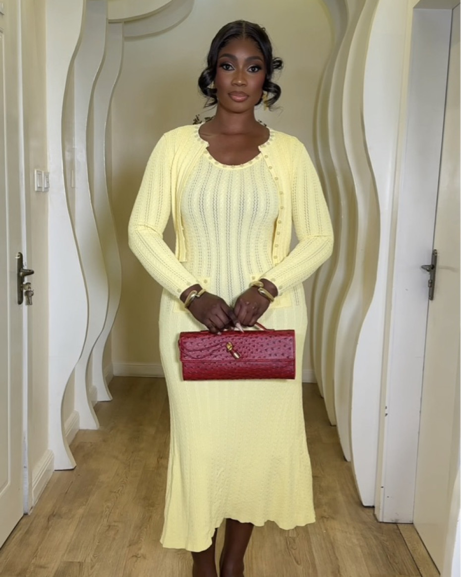 Catherine Knit Midi Dress Set - Yellow