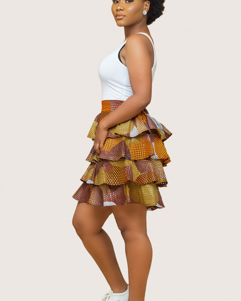 Ankara Layered Flounce Skirt Ayana -- Powered by Bumpa!