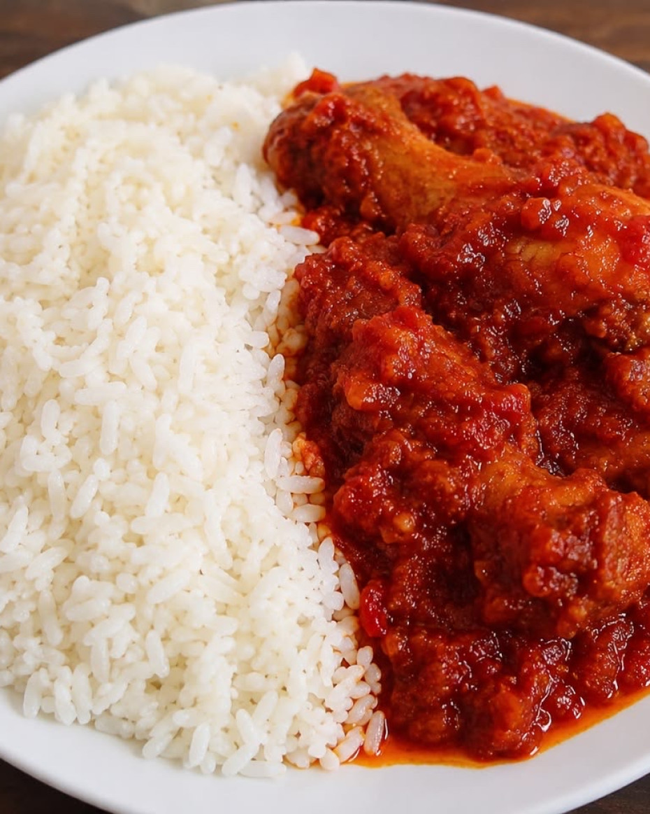 White Rice With Tomato Stew