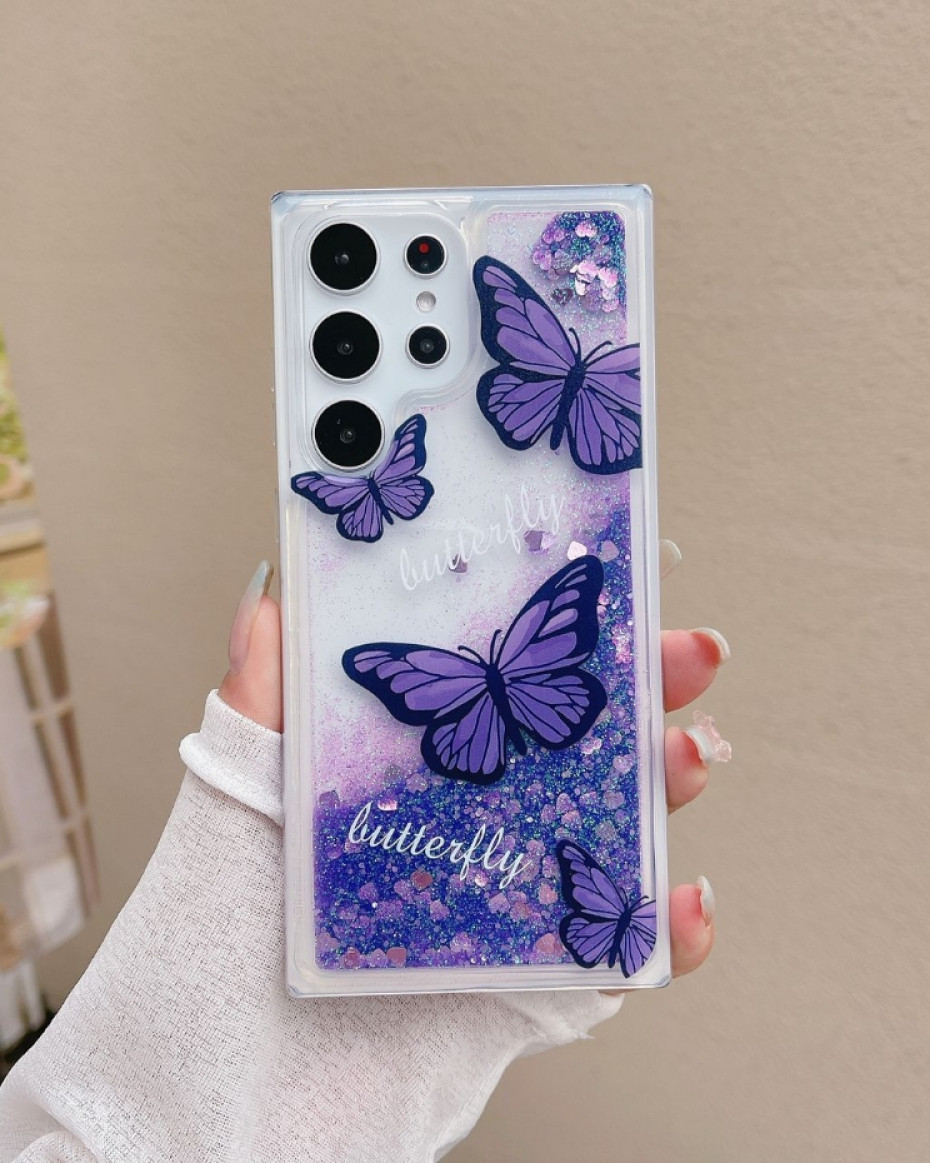 Purple Butterfly Glitter Case